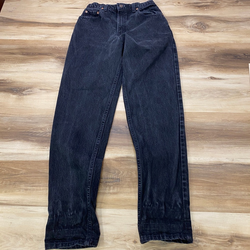 Levis 551 Jeans 25 High Rise Relaxed Tapered Leg Black Denim Vintage 90s